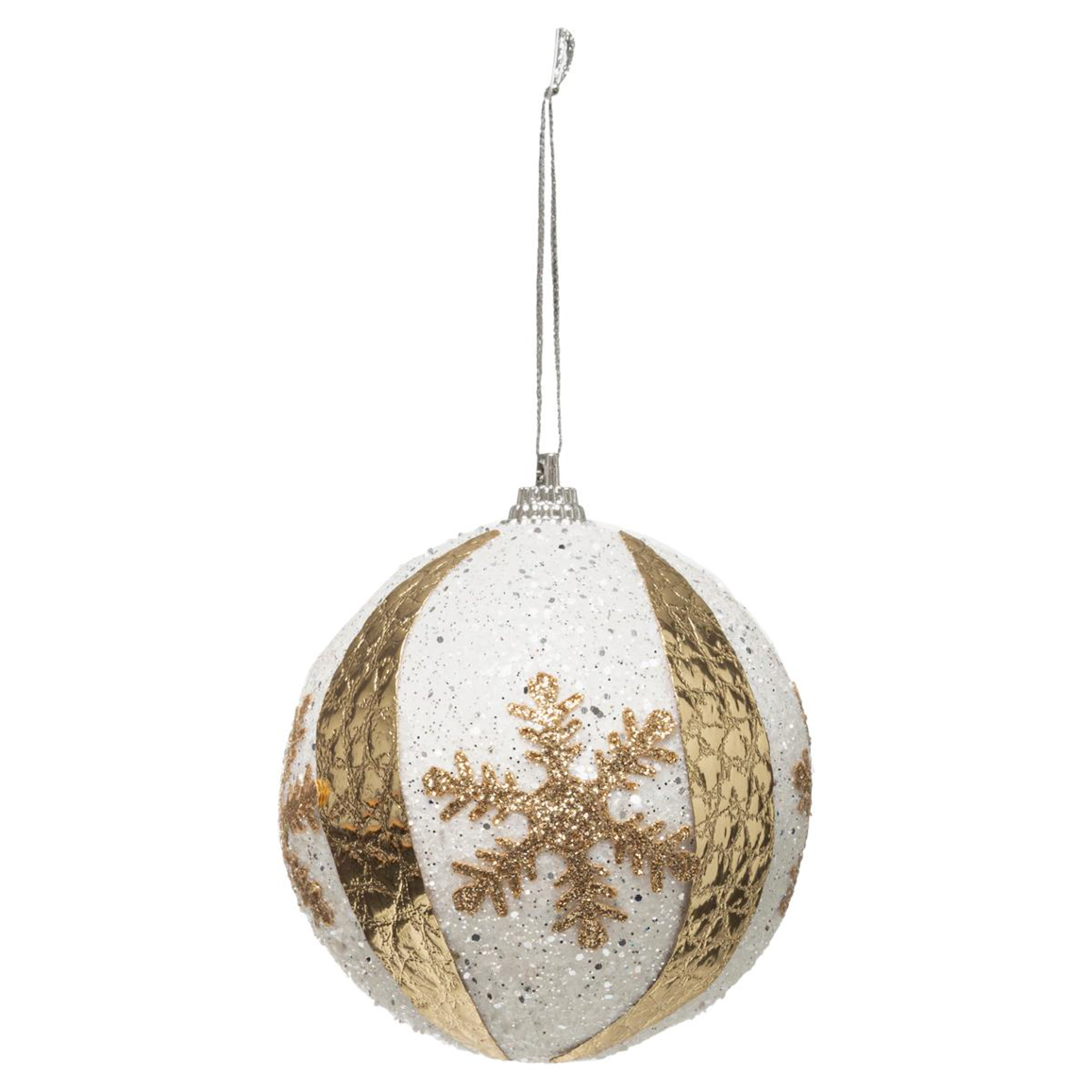 Bola de natal com flocos dourados