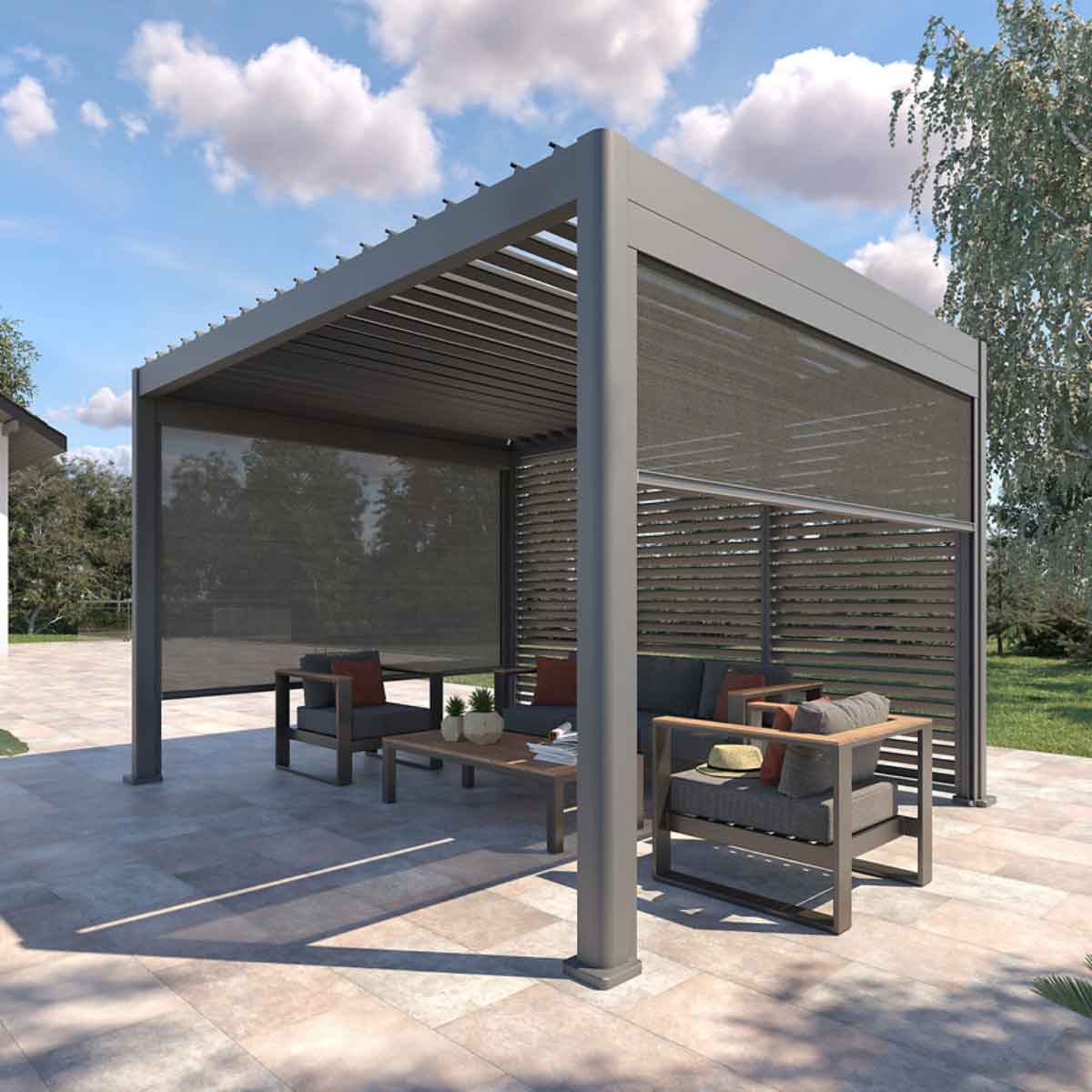 Persiana para p&eacute;rgola &Eacute;VORA cinza escuro 1,3m