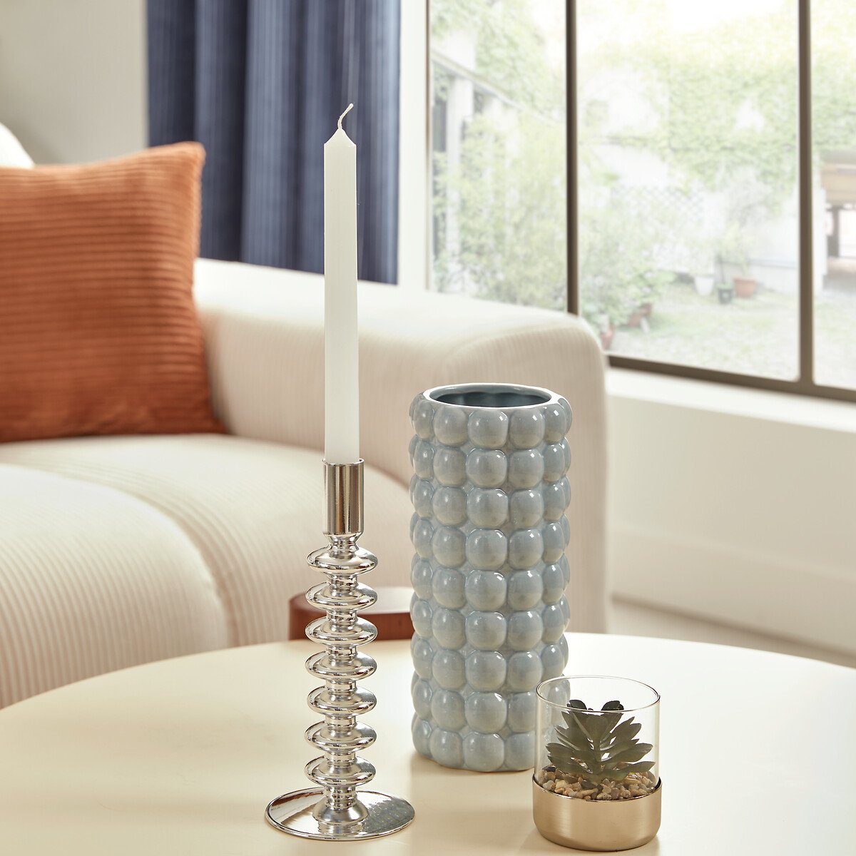 Castiçal SKY prateado de vidro