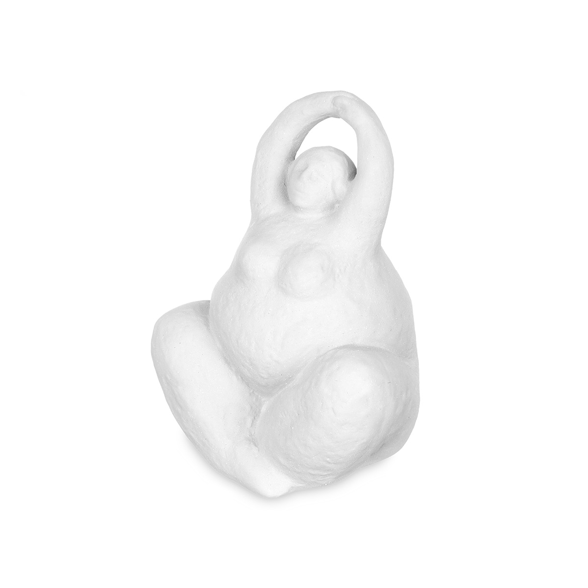 Est&aacute;tua figura de mulher yoga em cer&acirc;mica branca 18cm