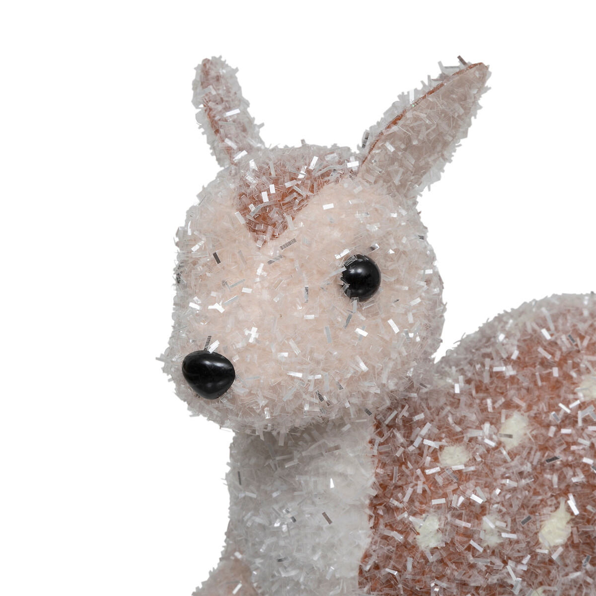 Figura de rena com neve castanha e branca 15x10x19cm