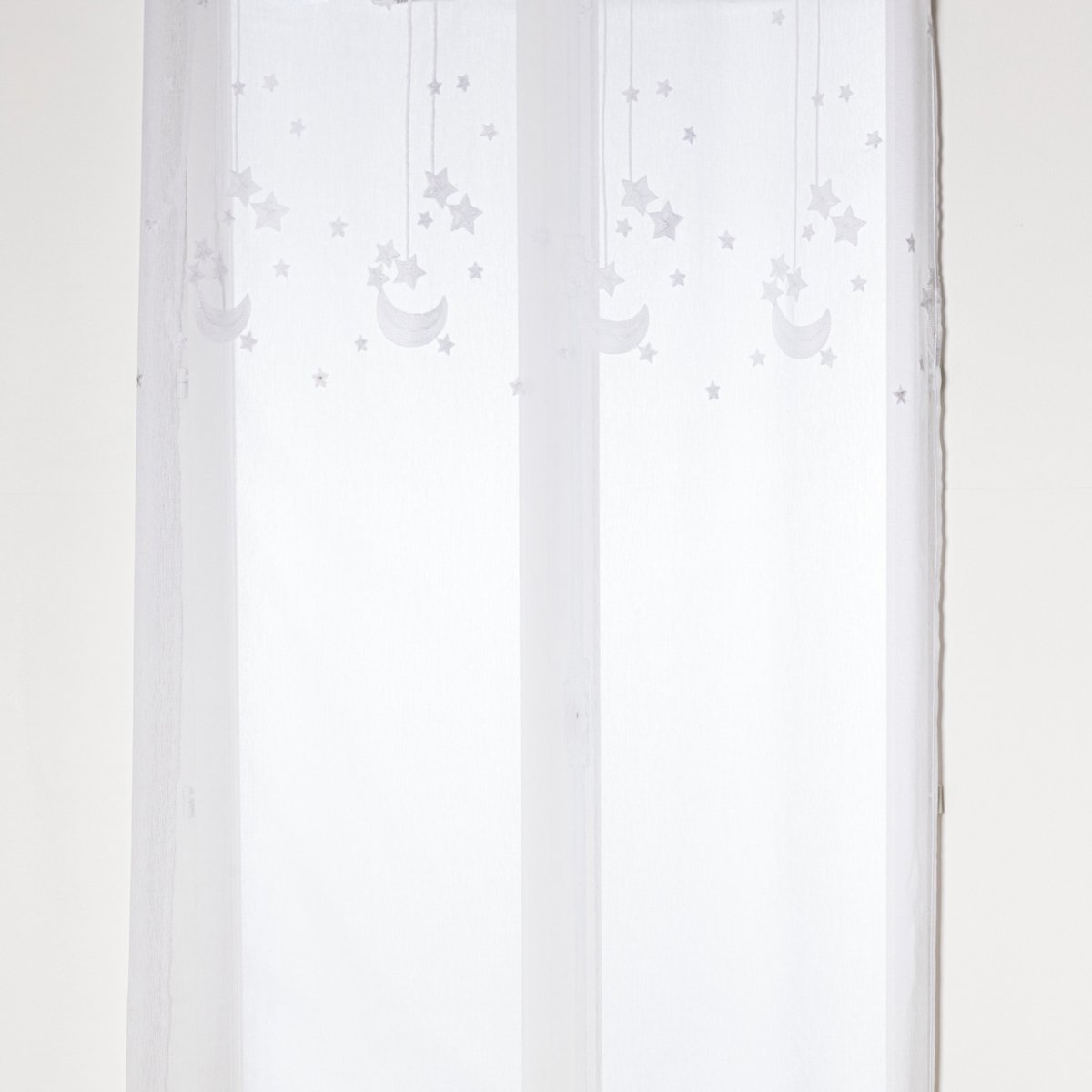 Cortina branca estrelas bordadas 140x240cm