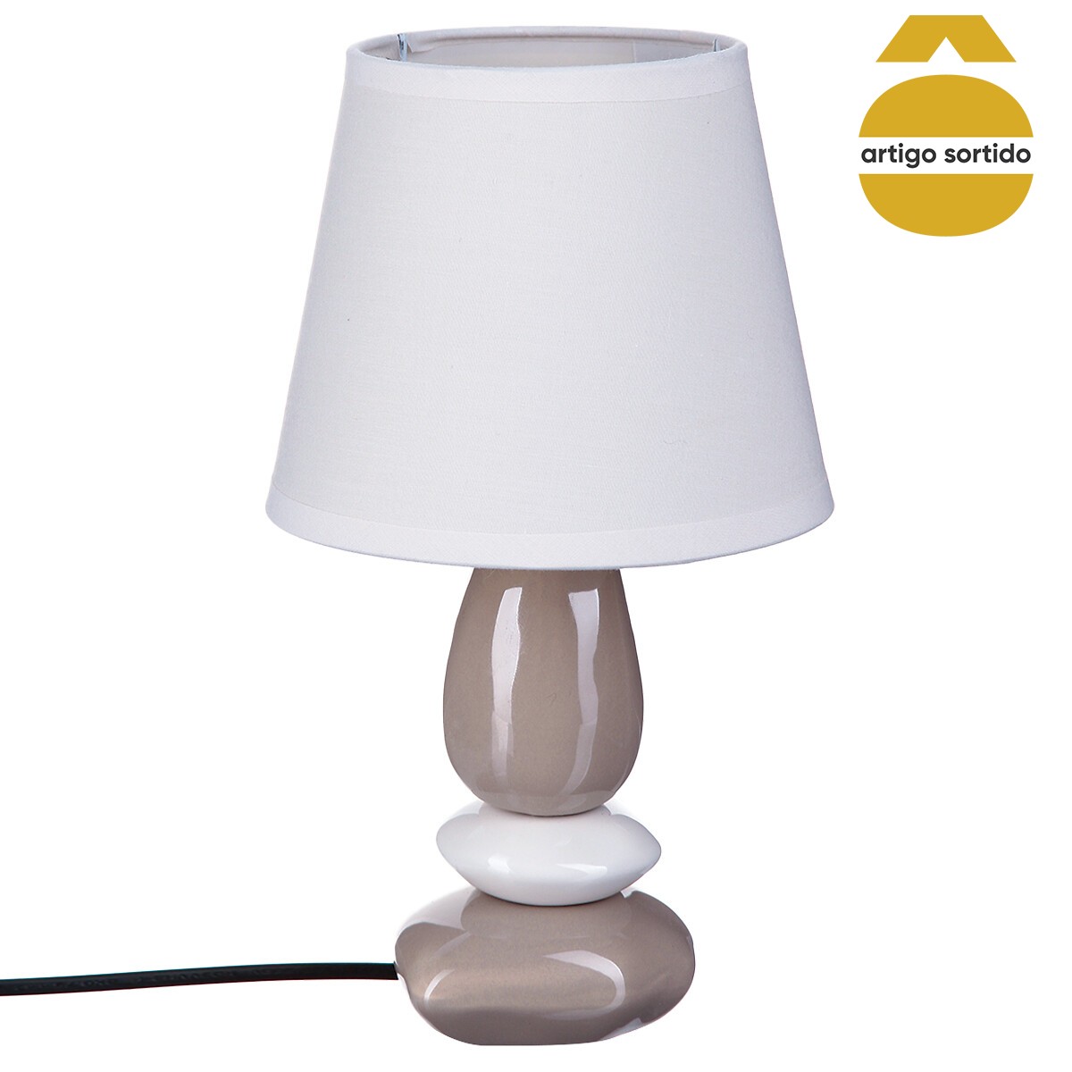 Candeeiro de mesa com 3 pedras em cer&acirc;mica