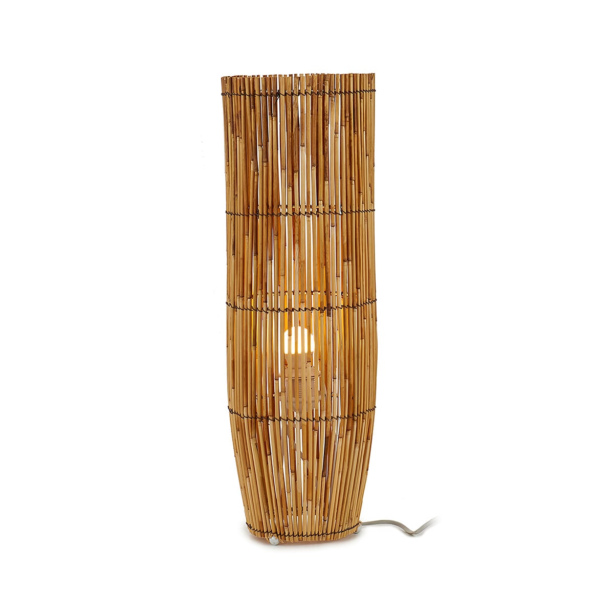 Candeeiro de p&eacute; em bambu 62cm