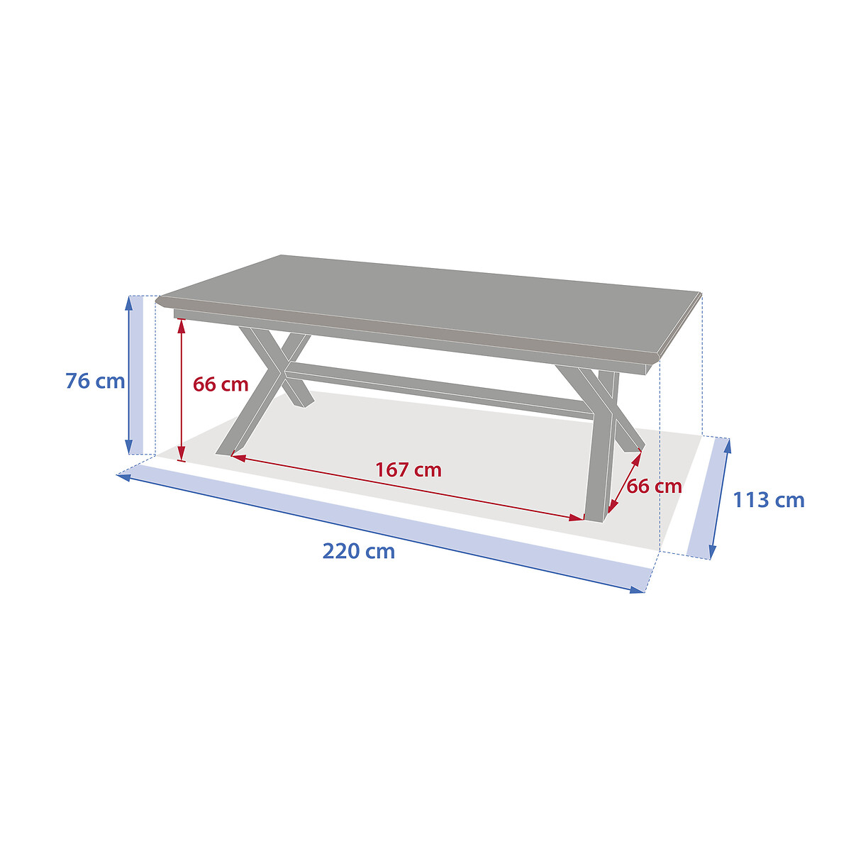 Mesa extens&iacute;vel AXIOME em alum&iacute;nio 220-279cm