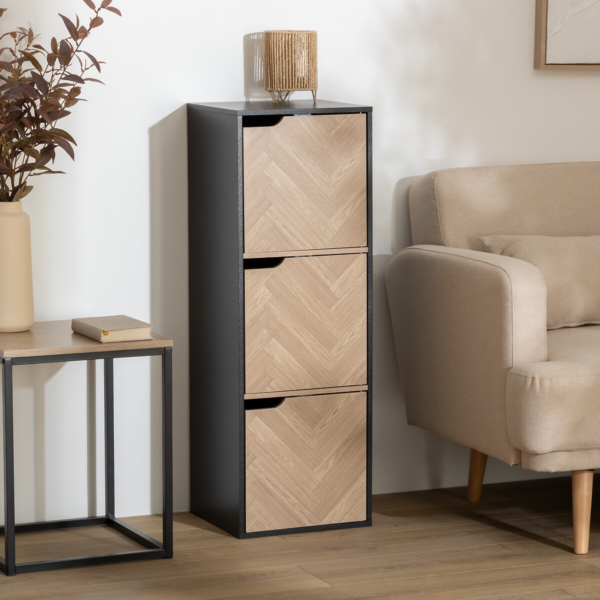 Estante mix CHEVRONS preto com 3 m&oacute;dulos