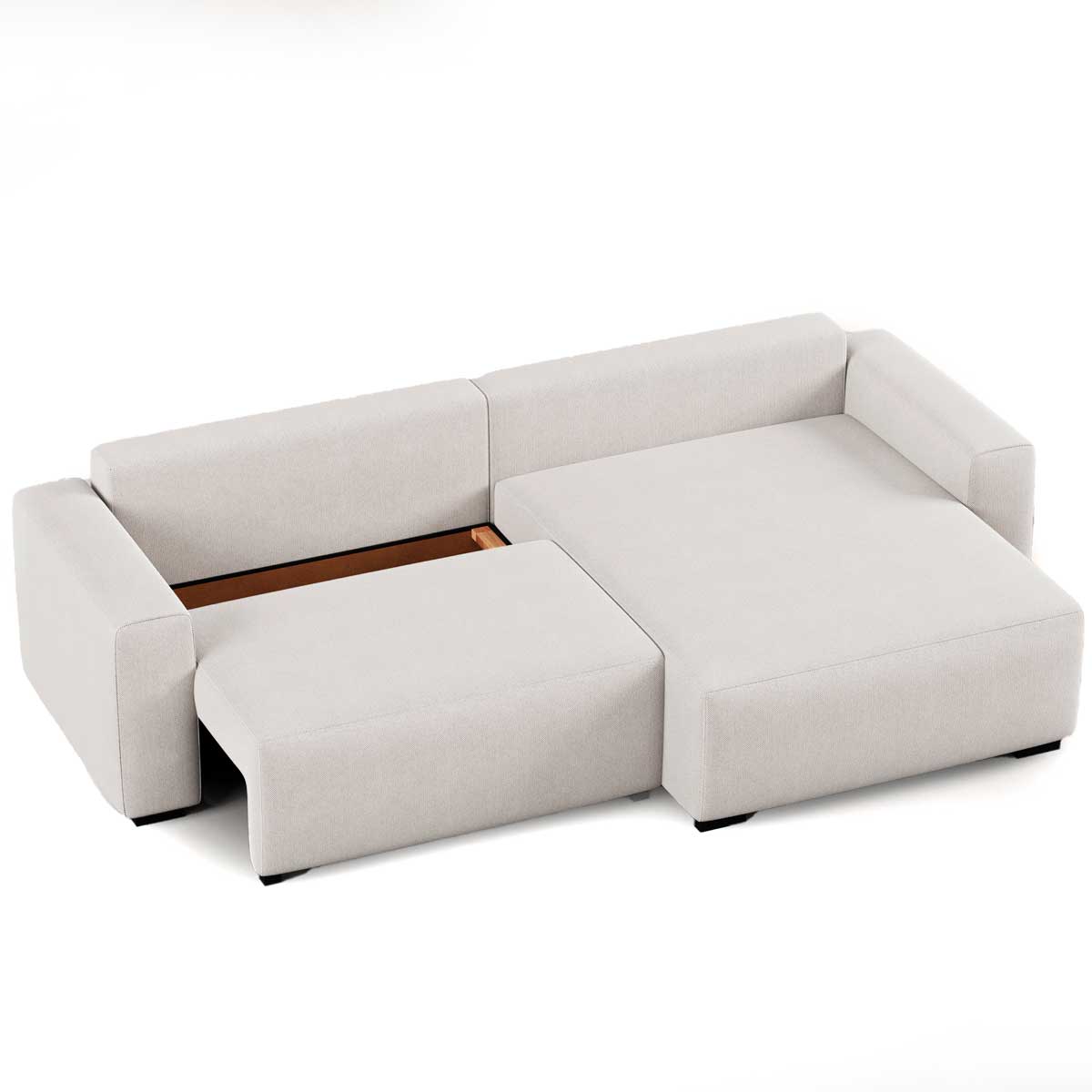 Sof&aacute; cama com chaise+costas rebat&iacute;veis ATENAS bege