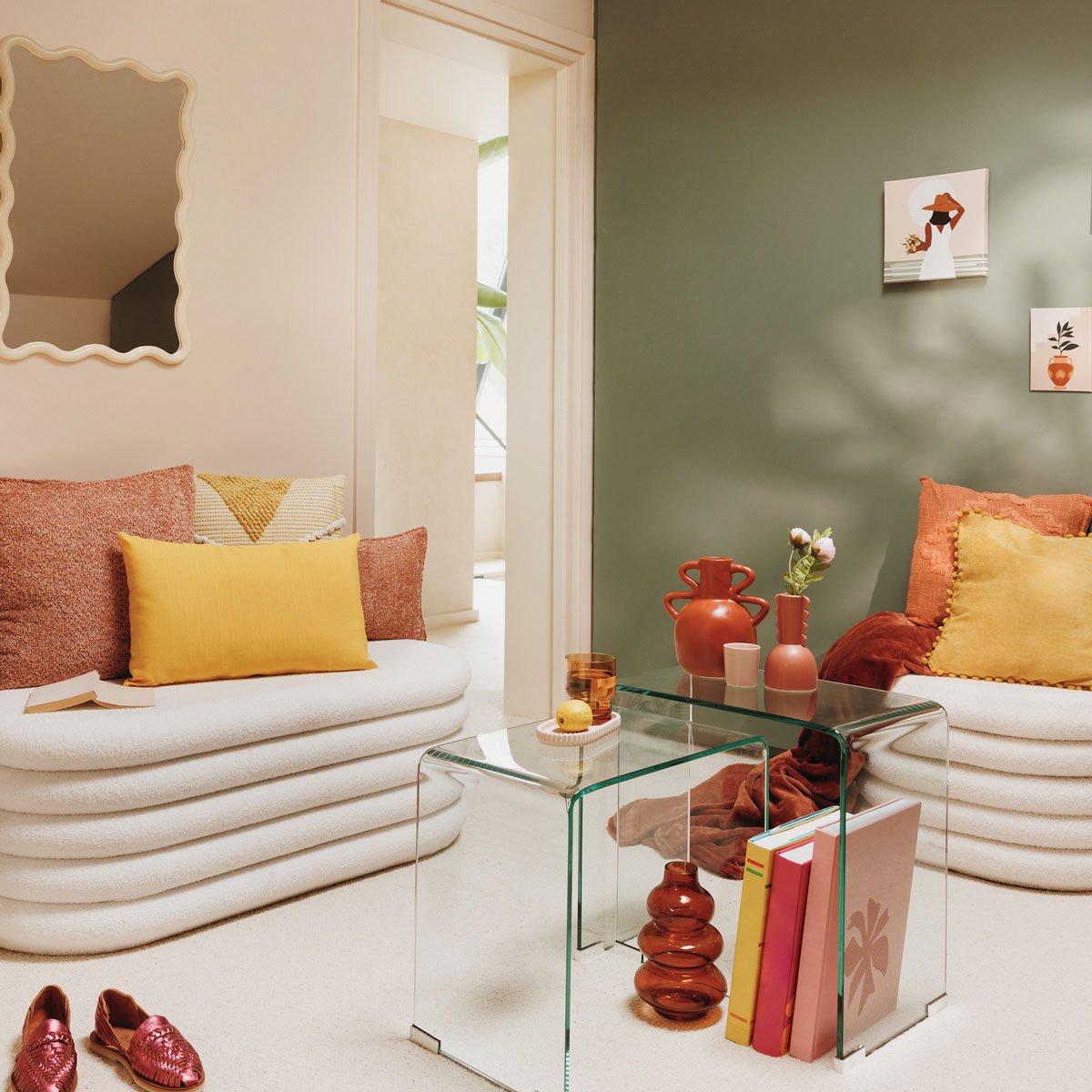 Conjunto de 2 mesas de apoio transparentes 51x30x47cm