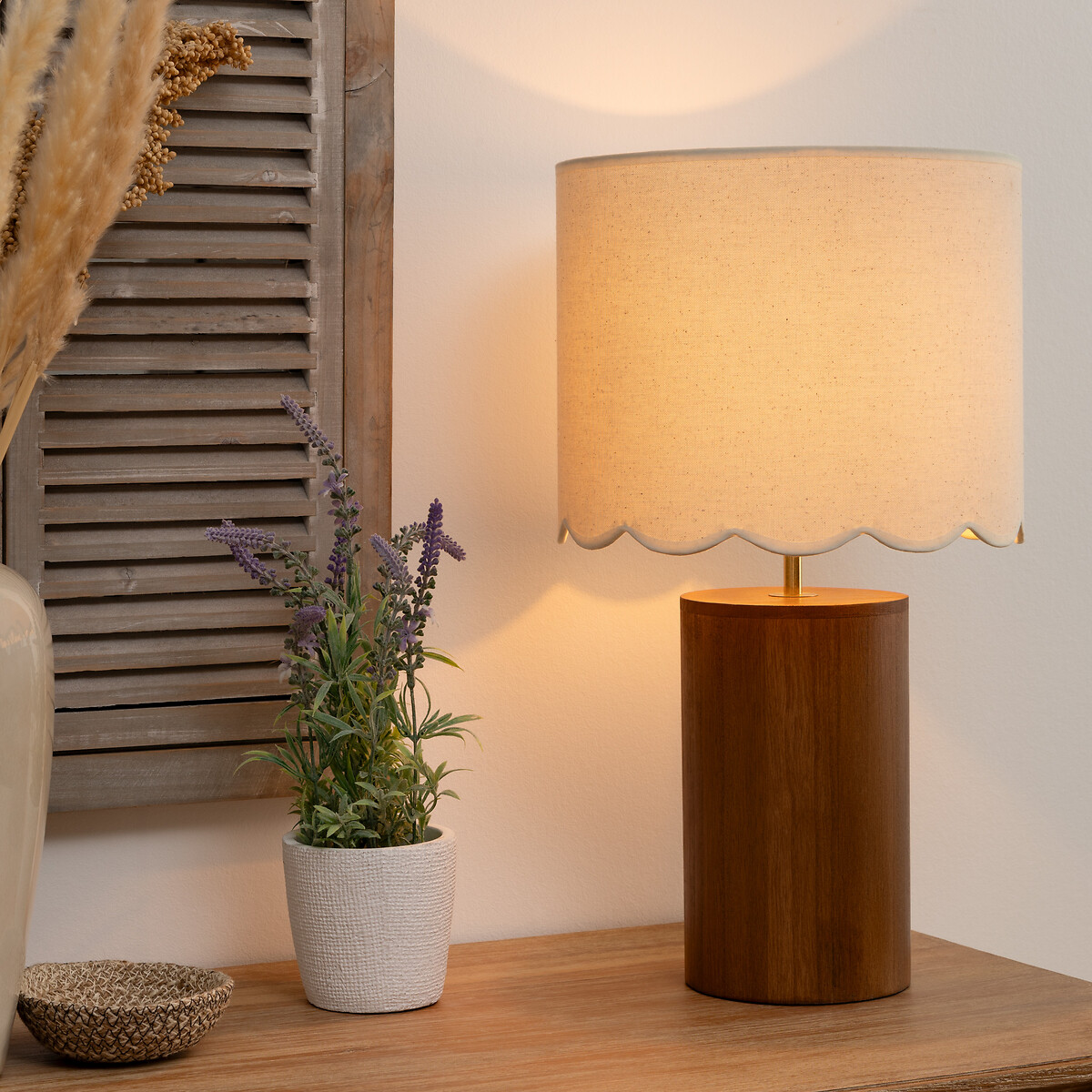 Candeeiro de mesa VANIA castanho em madeira 50cm
