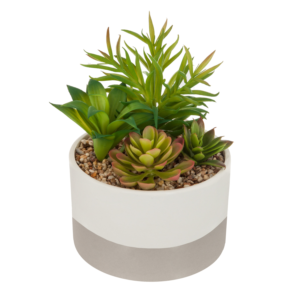 Vaso em cer&acirc;mica com planta artificial