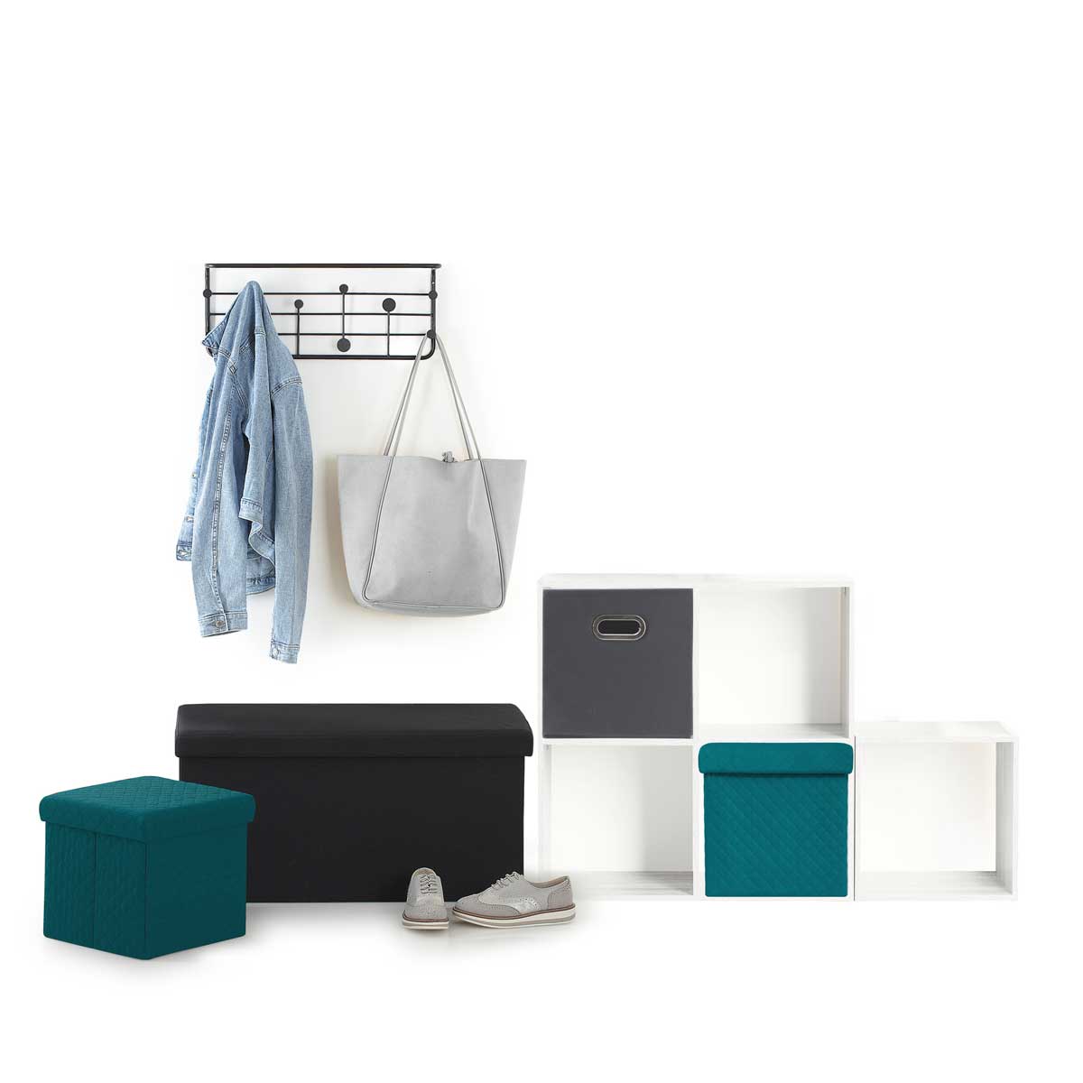 Pufe MIXMODUL em veludo azul 31x31cm