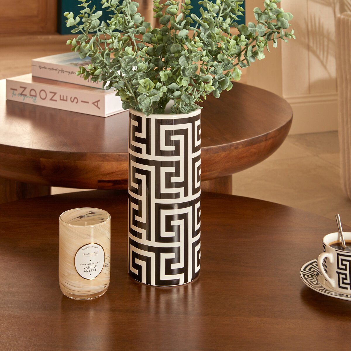 Jarra THE PALM RESORT branco e preto 26cm