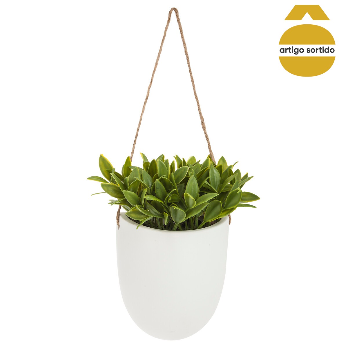 Vaso de cer&acirc;mica suspenso com planta