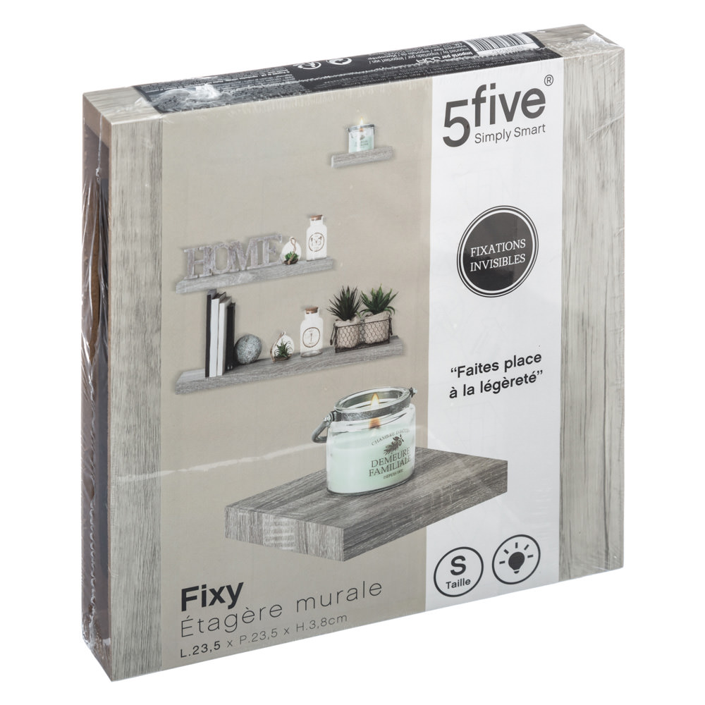 Prateleira kit deco cinza 3,8x23,5x23,5cm