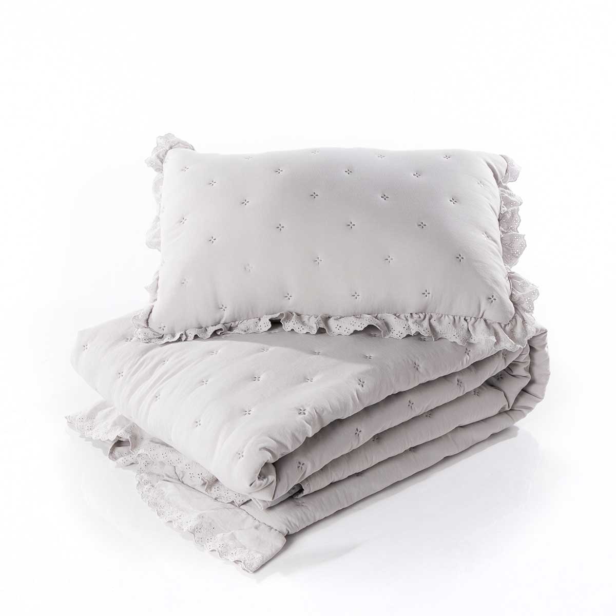 Almofada AMALFI cinza com renda 45x60cm