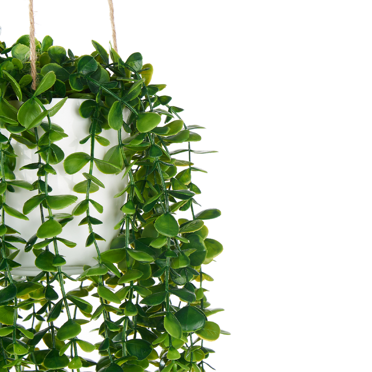 Vaso suspenso com planta verde artificial 55cm