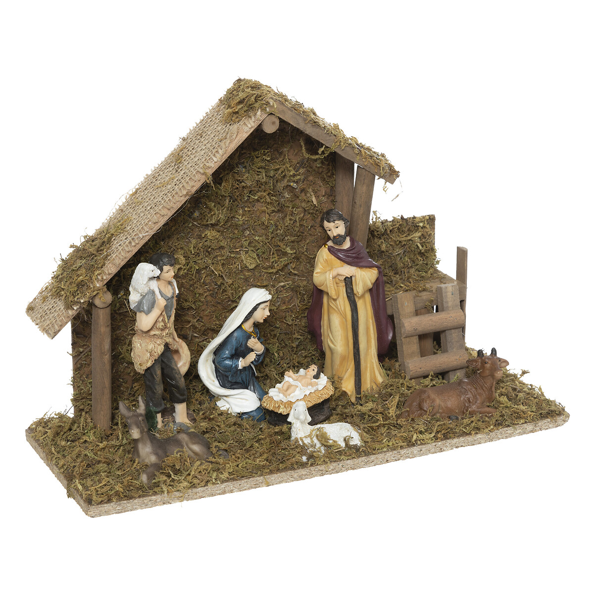 Pres&eacute;pio cabana led com 7 figuras