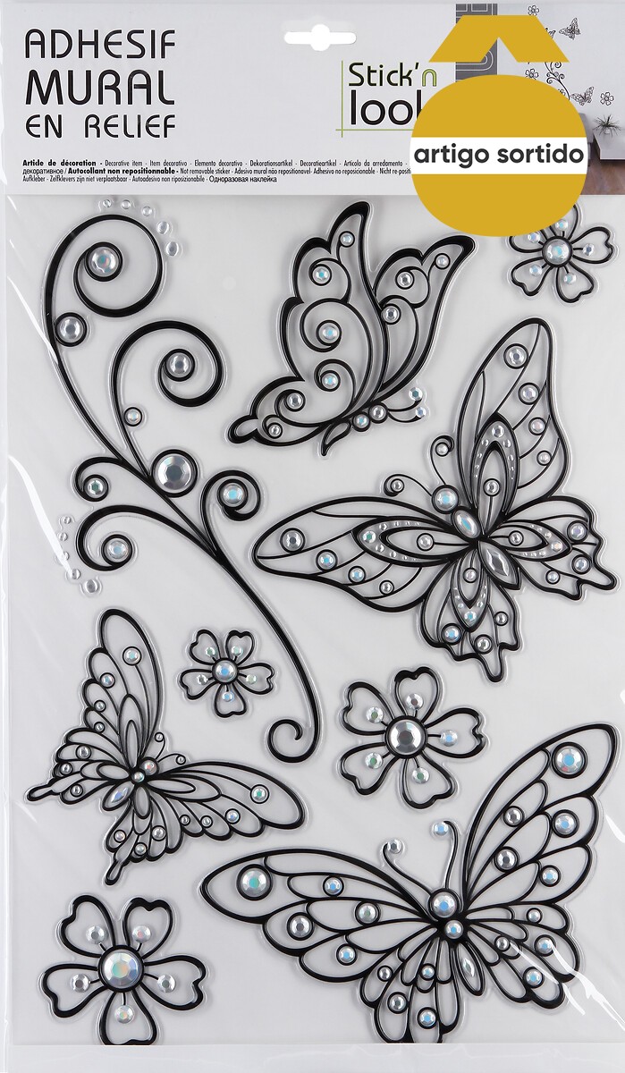 Sticker com relevo prateado 40x29cm,  Sticker com relevo prateado 40x29cm