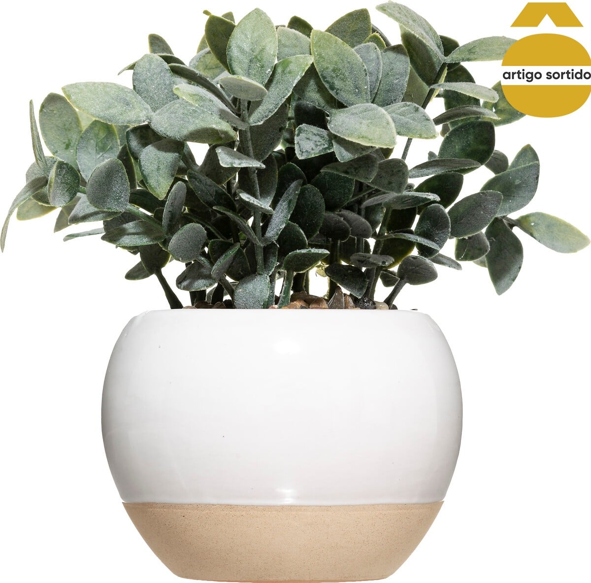 Planta artifical com vaso em cer&acirc;mica