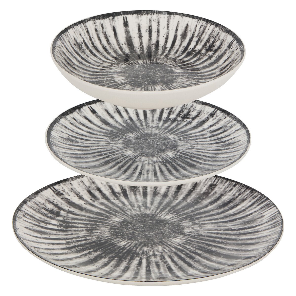 Servi&ccedil;o de mesa 12 pe&ccedil;as LUCIE cinza