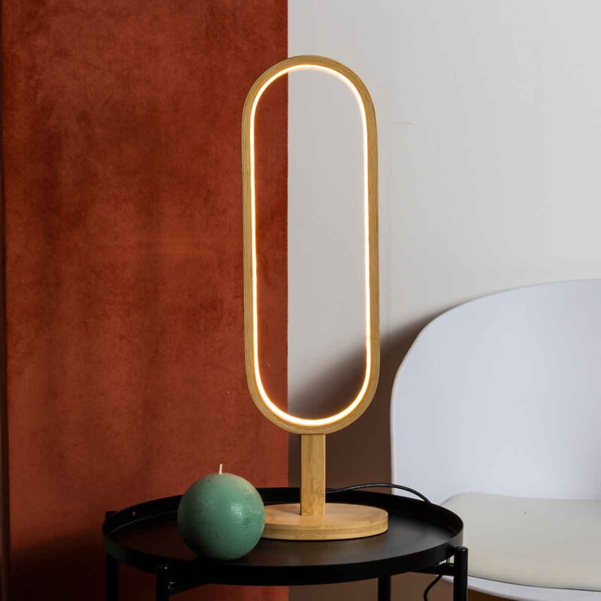 Candeeiro de mesa FINN bege em bambu 57cm