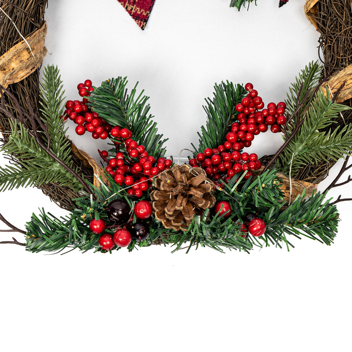 Coroa natalícia decorativa com led 30cm