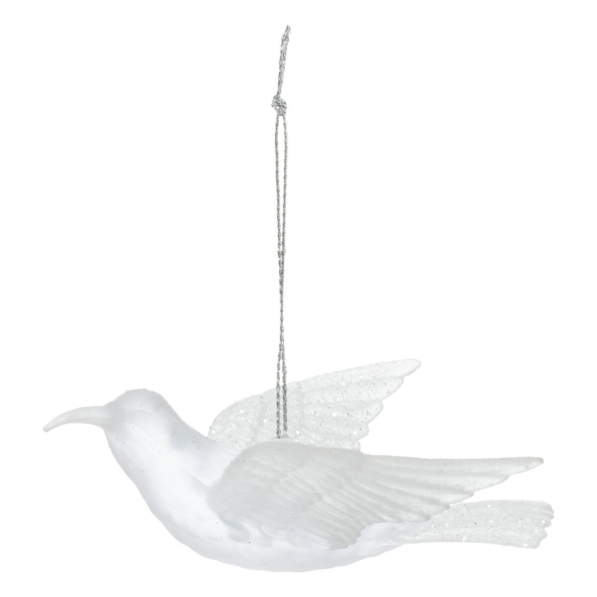 Pendurante em forma de p&aacute;ssaro branco 10x4x14cm
