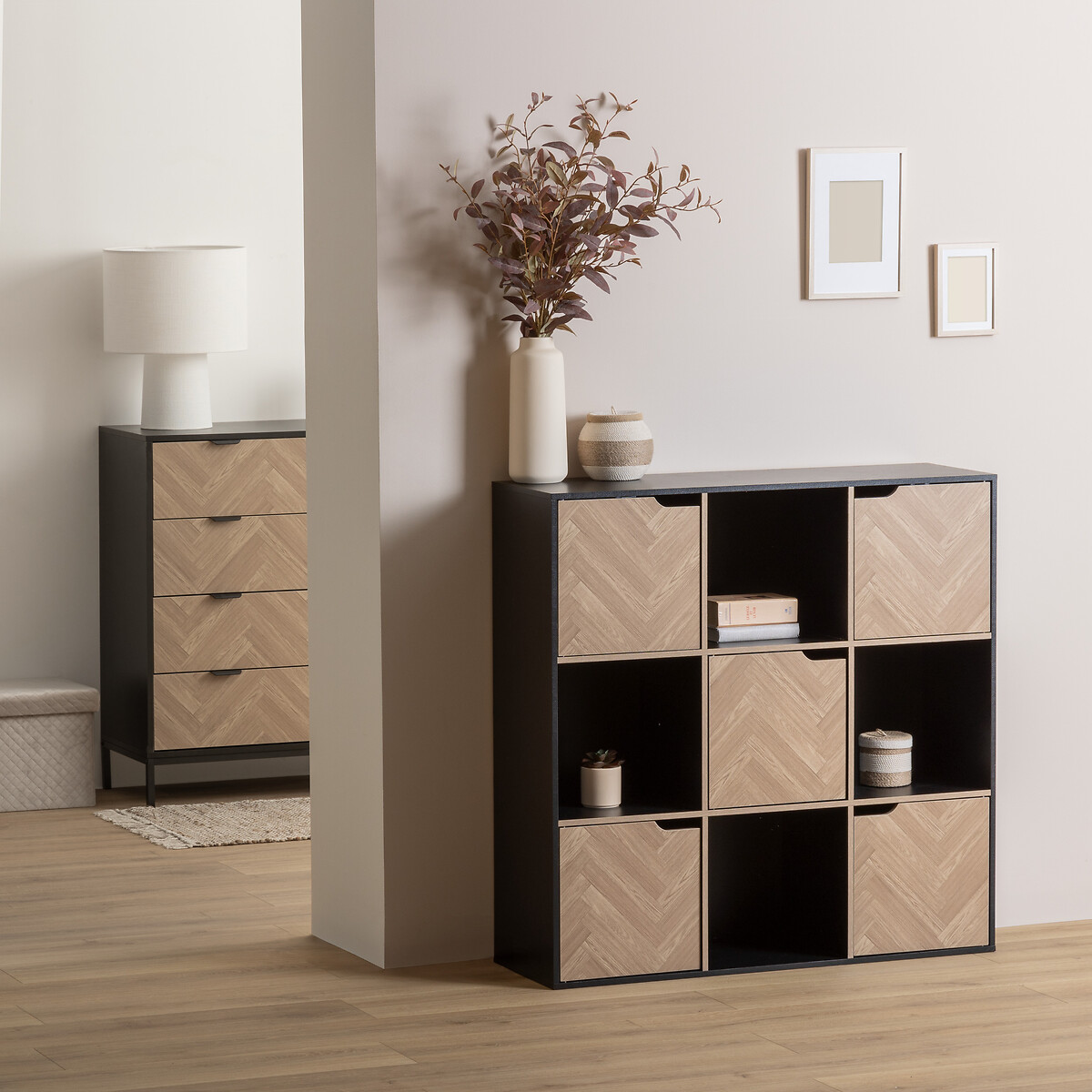 Estante mix CHEVRONS preto com 9 módulos