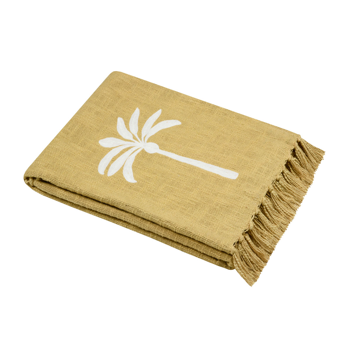 Manta CASABLANCA amarela com franjas 125x150cm