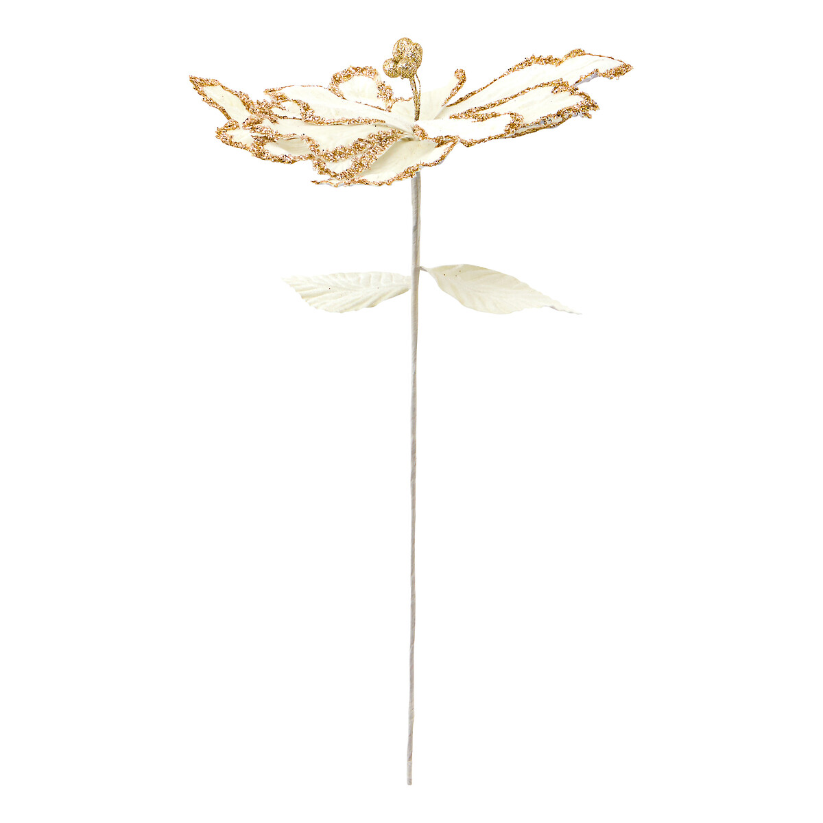 Haste poinsettia com brilhantes bege 75cm