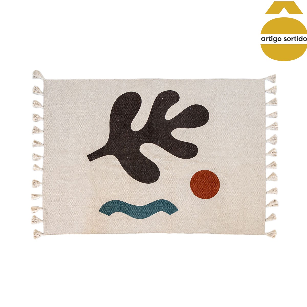 Tapete OLME cru e azul com tassels 120x160cm