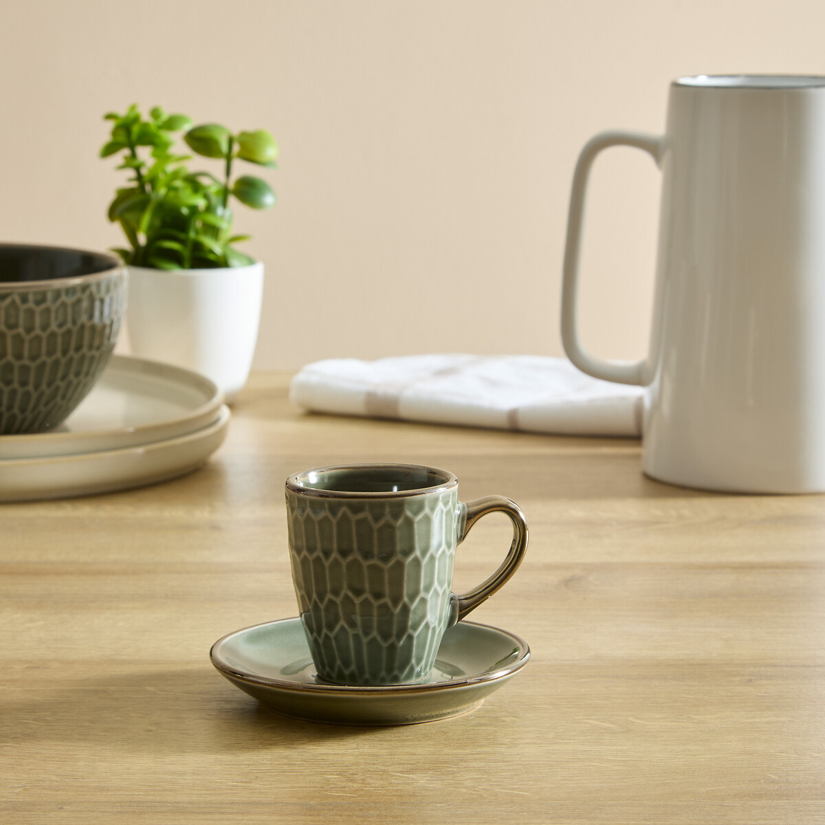Conjunto de 2 ch&aacute;venas de caf&eacute; ELLA verde 9cl