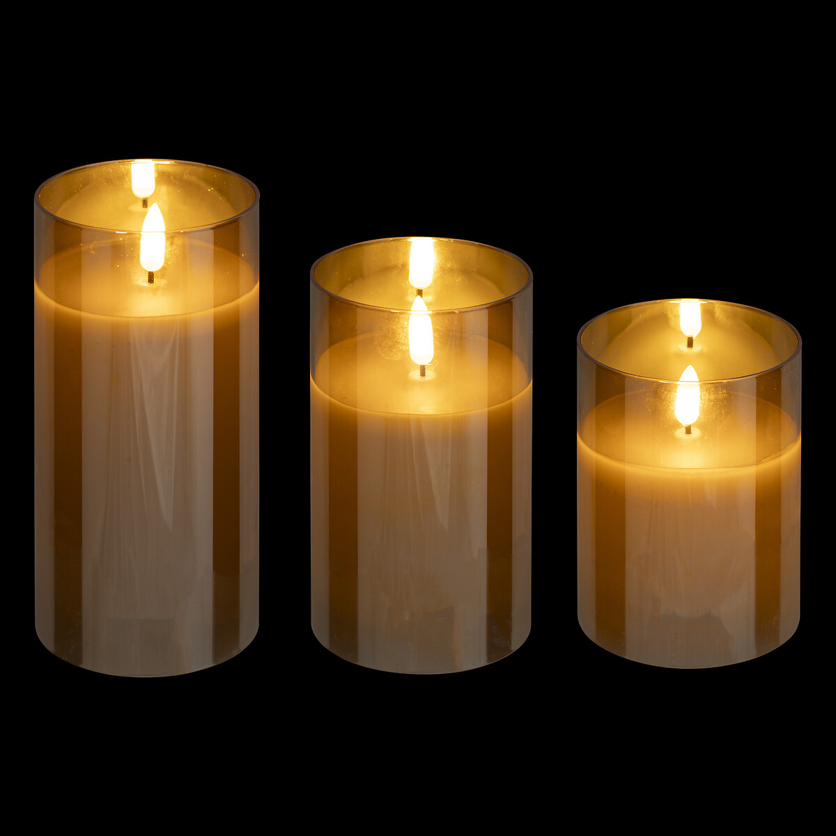 Conjunto de 3 velas led &acirc;mbar SENA