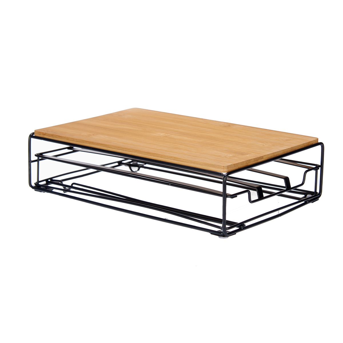 Suporte para 15 c&aacute;psulas em metal e bambu