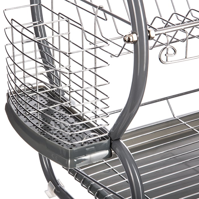 Escorredor de loiça com 2 níveis cinza