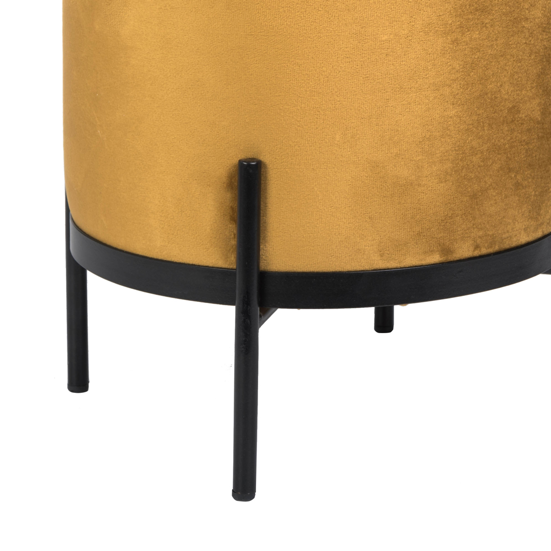 Banqueta Quadrada Amarela Em Veludo