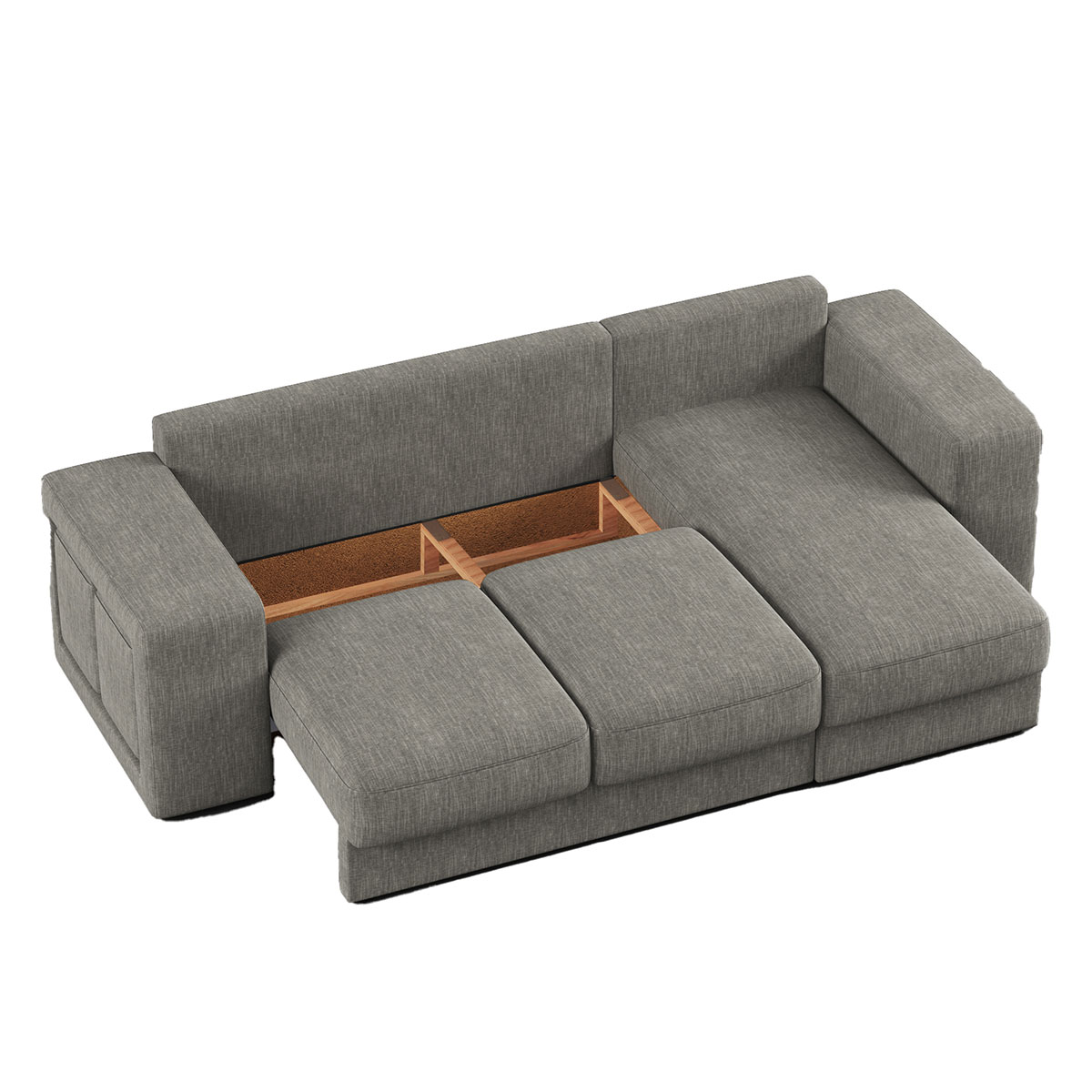 Sof&aacute; cama com chaise longue revers&iacute;vel TRENTO cinza