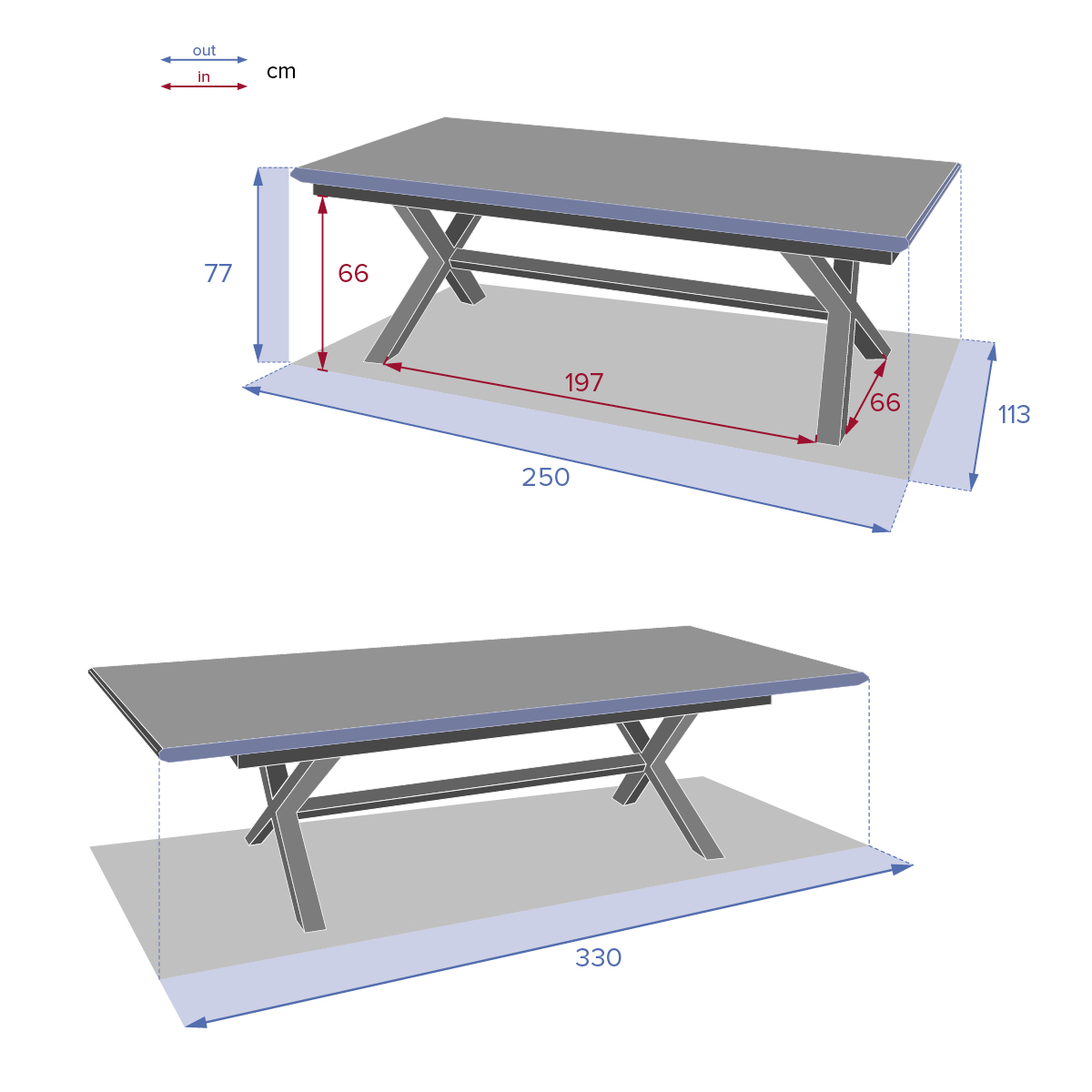 Mesa extens&iacute;vel AXIOME linho e branco 250-330cm