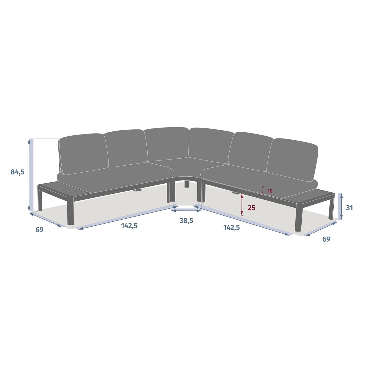Conjunto de jardim &acirc;ngulo PARADIZE branco