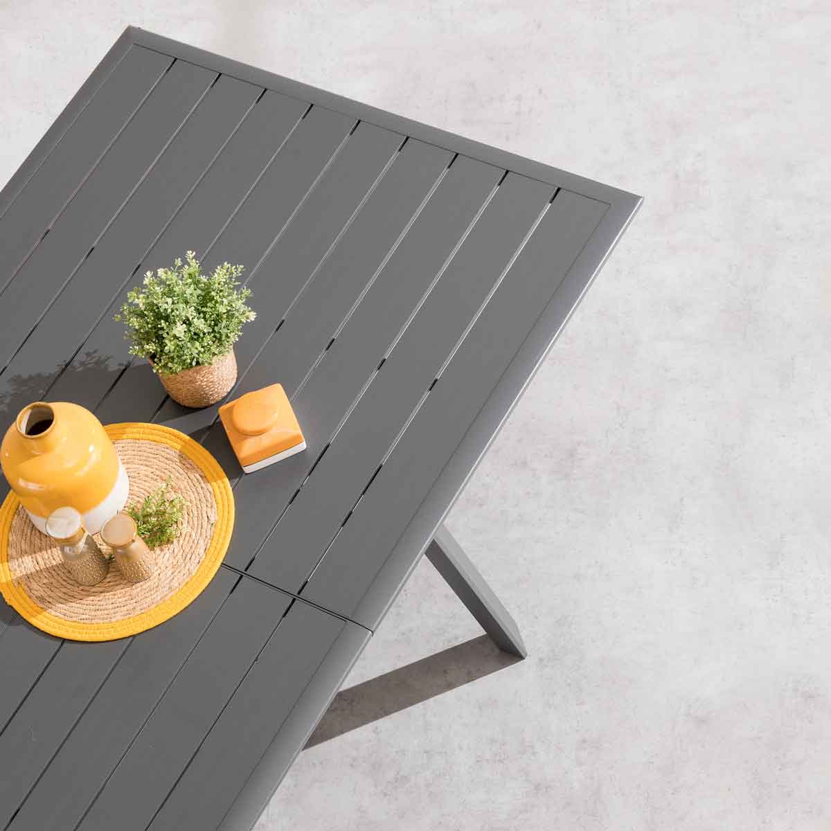 Mesa extens&iacute;vel para 12 pessoas PAVANE cinza escuro em alum&iacute;nio