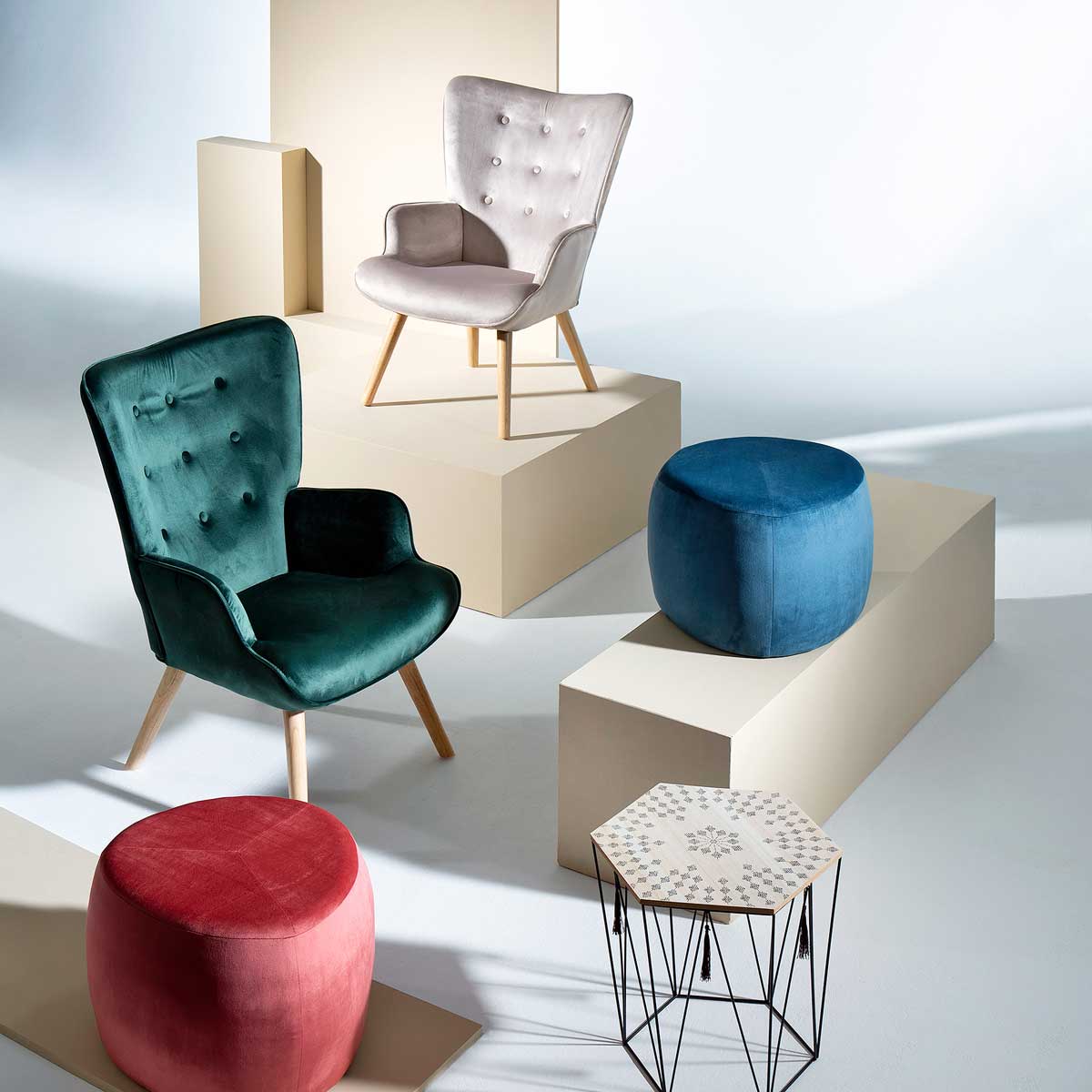 Mesa de apoio ETNIC KUMI hexagonal