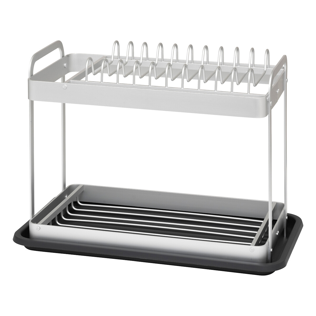 Escorredor de Louça com 2 níveis cinza em alumínio