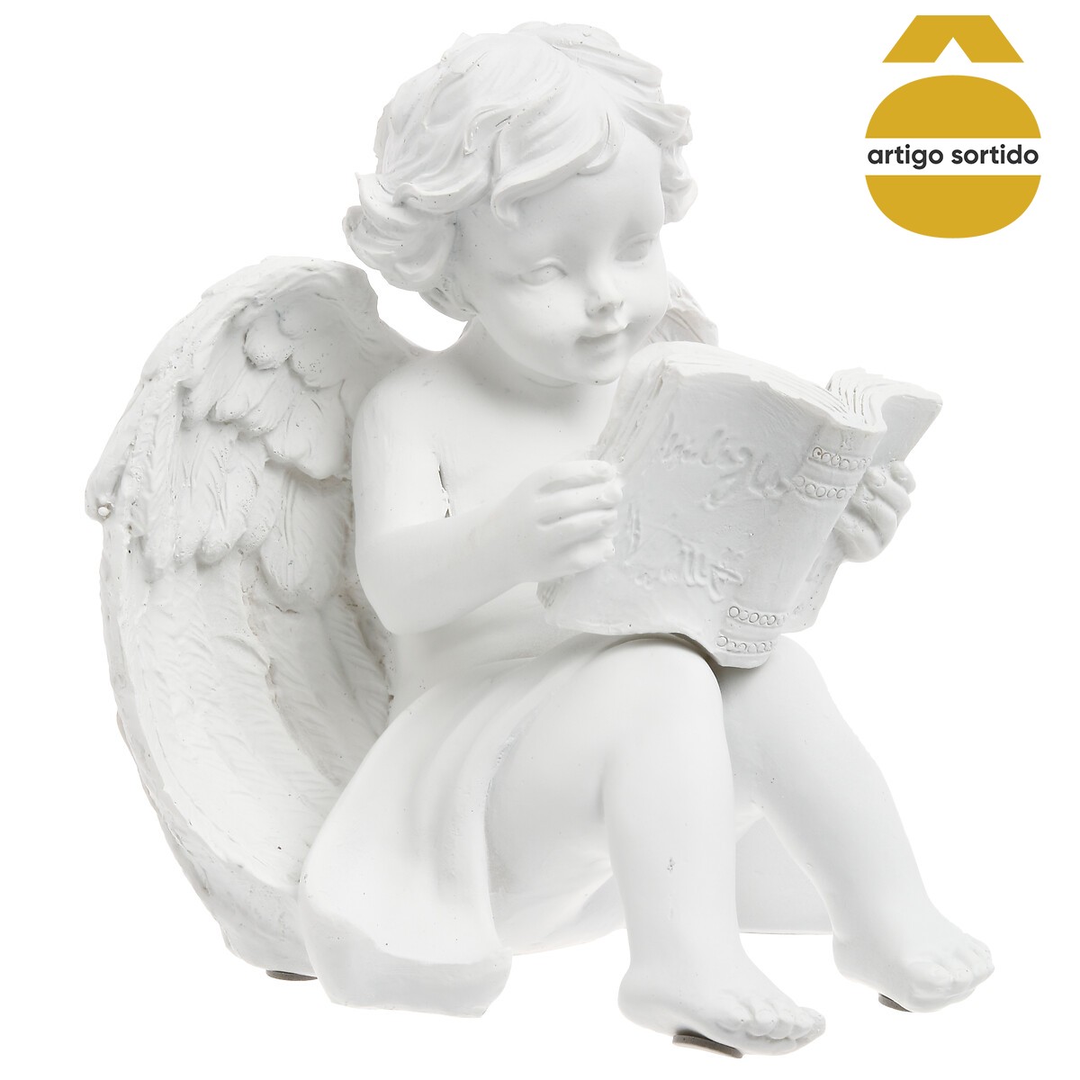 Anjo assis em resina 15cm,  Anjo assis em resina 15cm