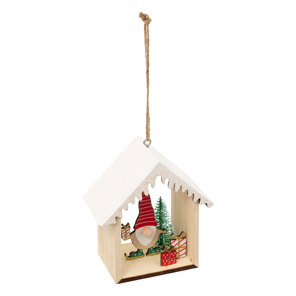 Pendurante em forma de casa com gnomo 11cm
