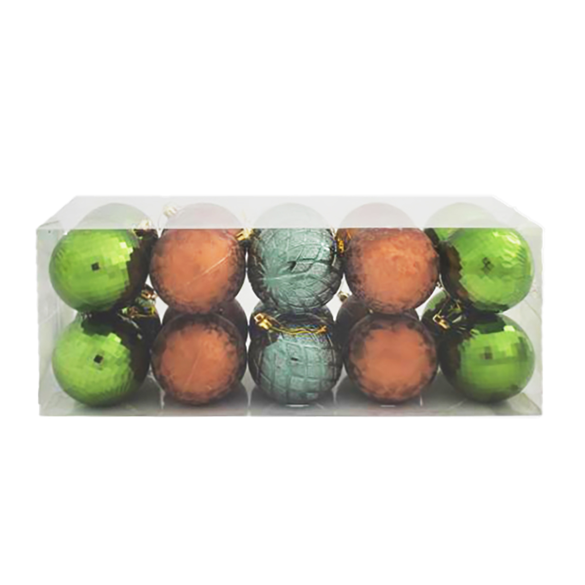 Conjunto de 20 bolas verde e castanho 8cm