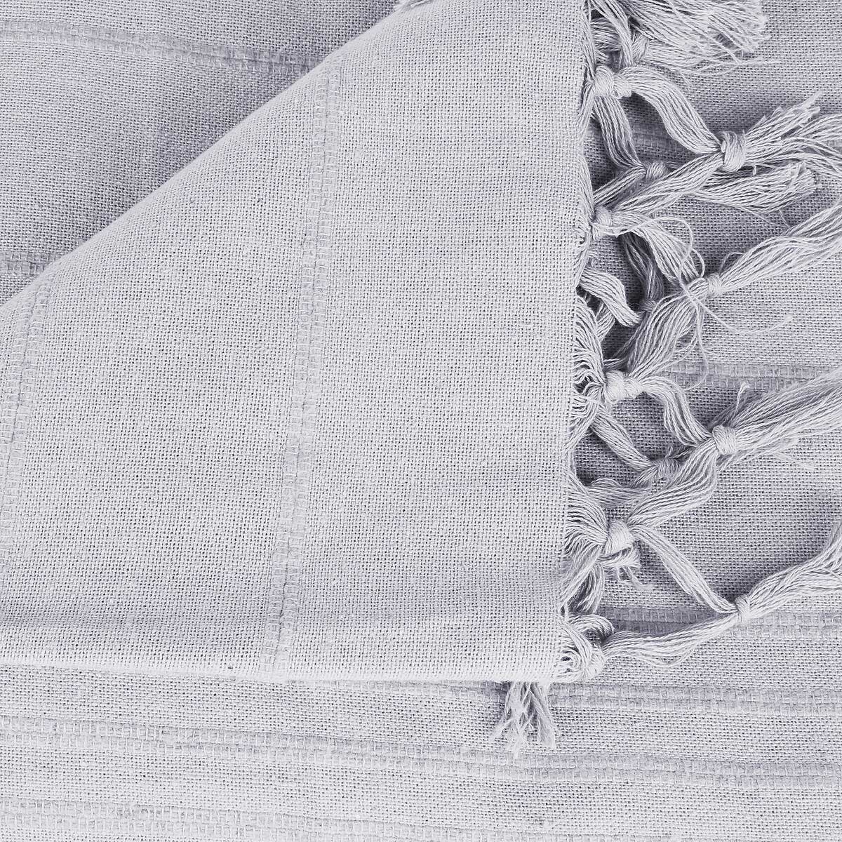 Manta franjas cinza claro 230x250cm