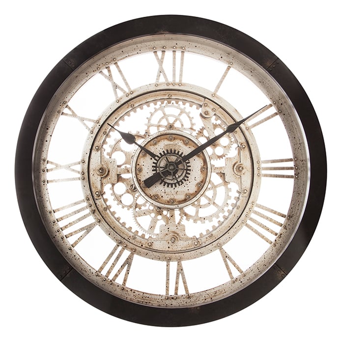 Rel&oacute;gio de parede preto mecanismo VINTAGE 61cm