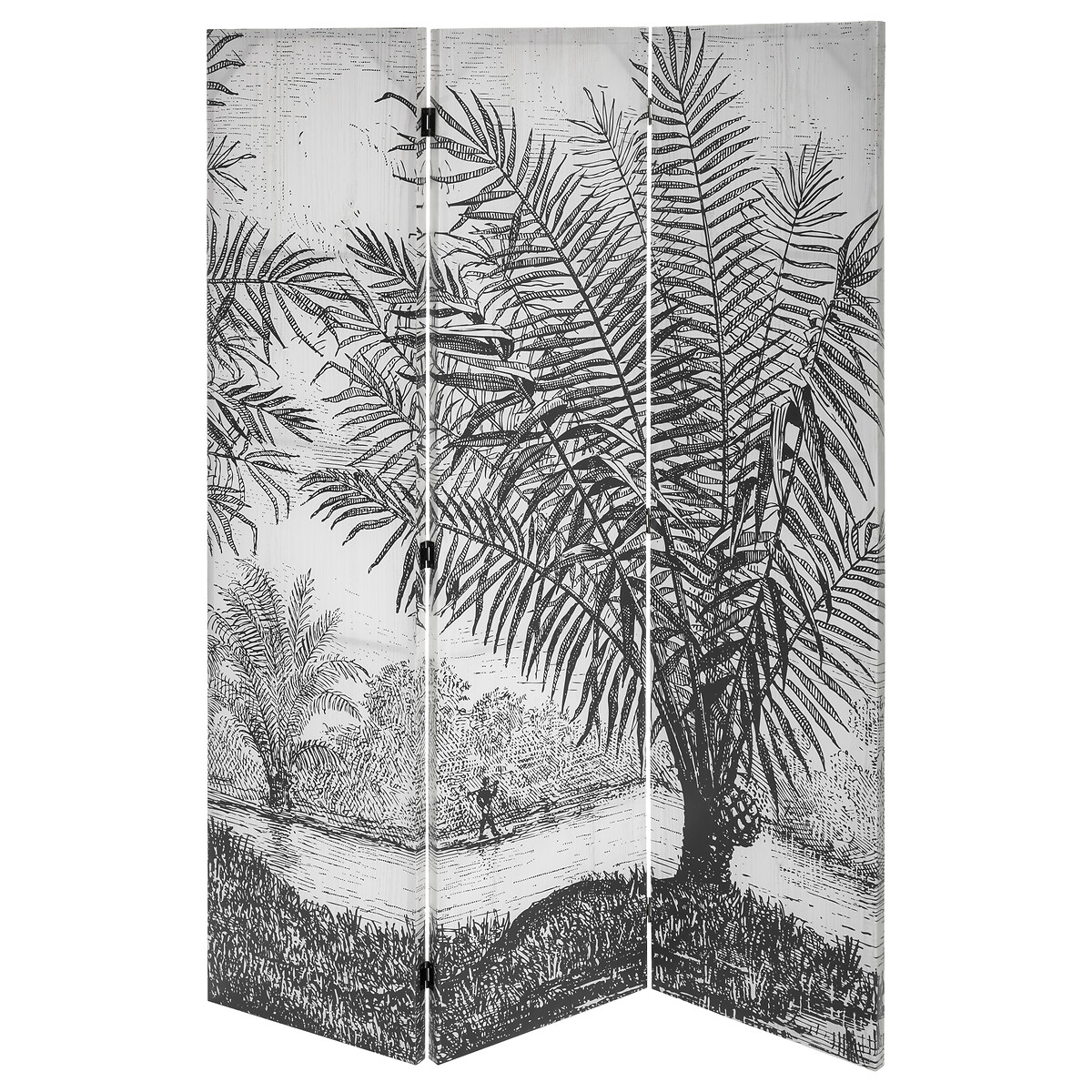 Biombo decorativo preto e branco paisagem CUBA,  Biombo decorativo preto e branco paisagem CUBA