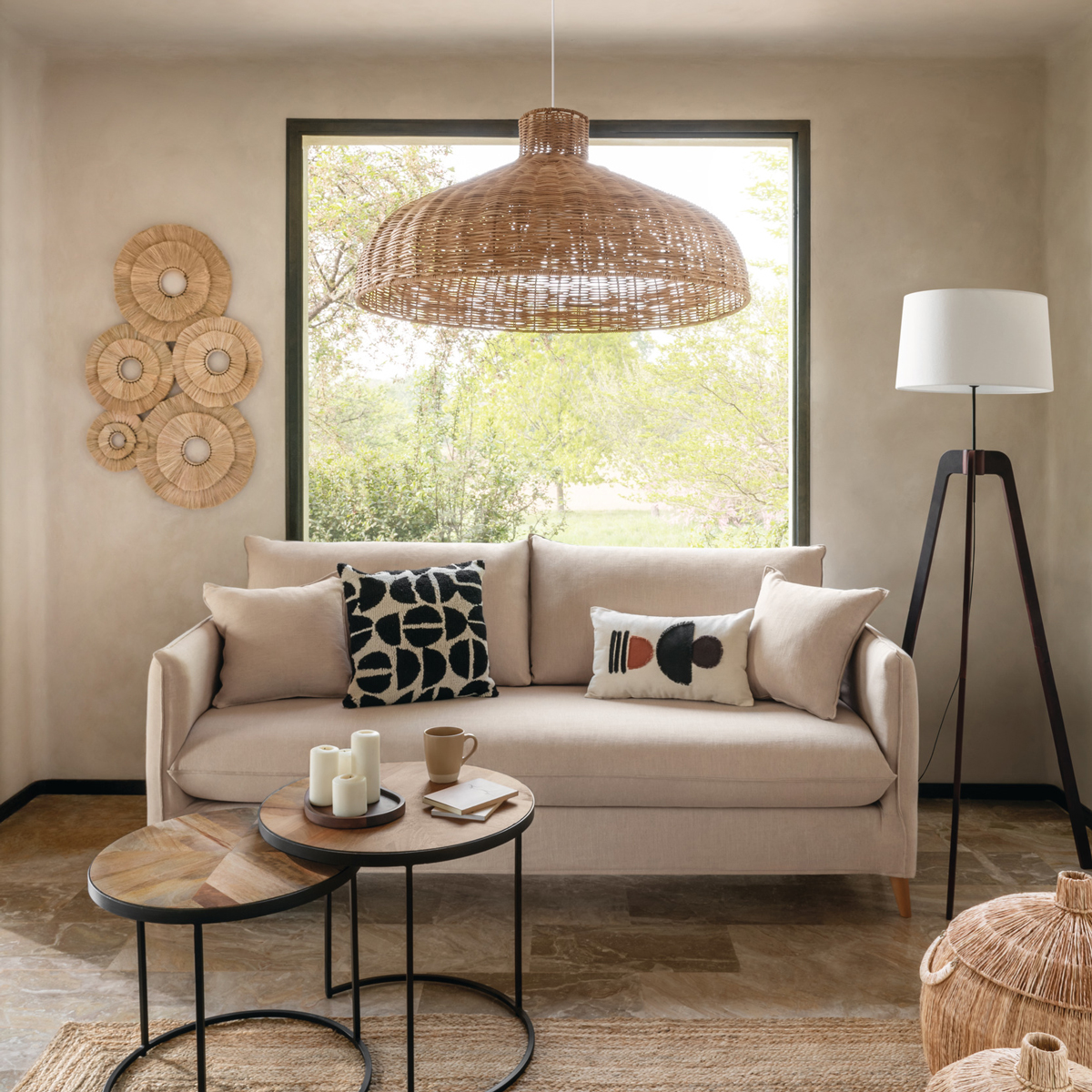 Decoração de parede ALBA bege em ráfia