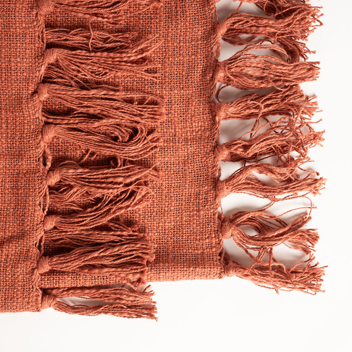 Manta terracota com franjas 125x150cm